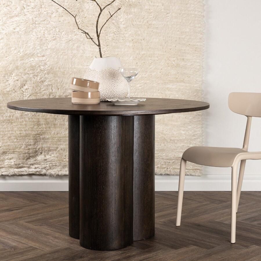 Fjôrd Eettafel Donkerbruin Rond Ø110x76cm Olivia