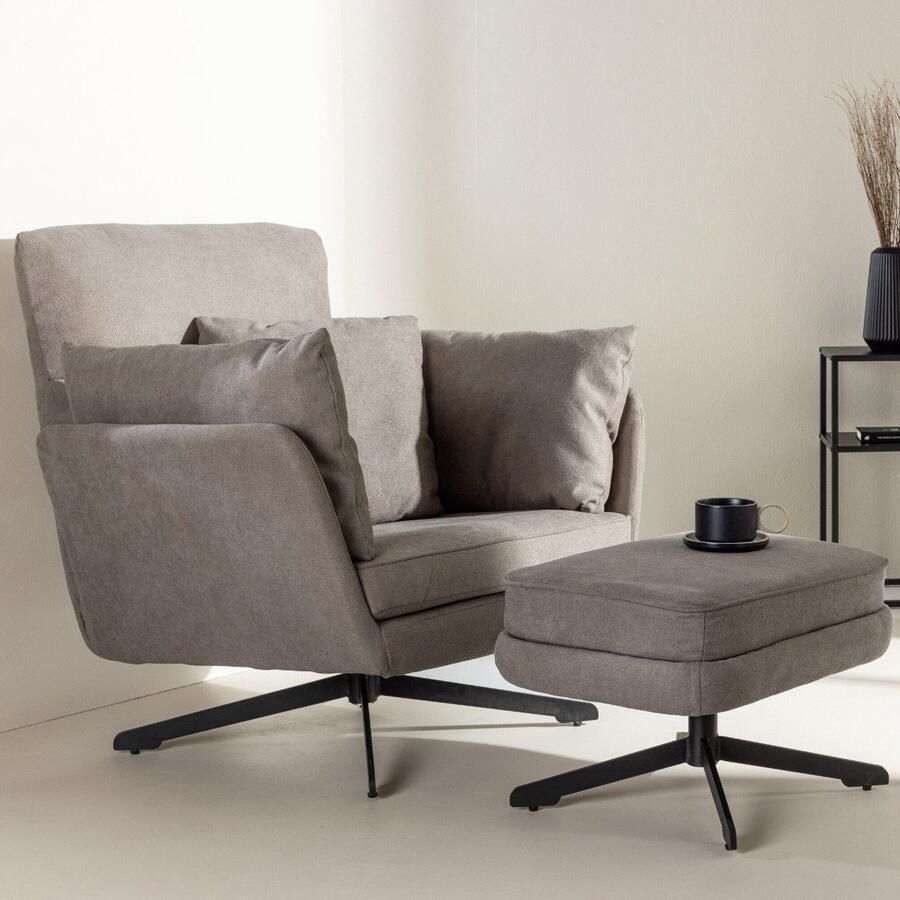 Fjord Fjôrd Fauteuil Madrid Zwart Grijs Boucle