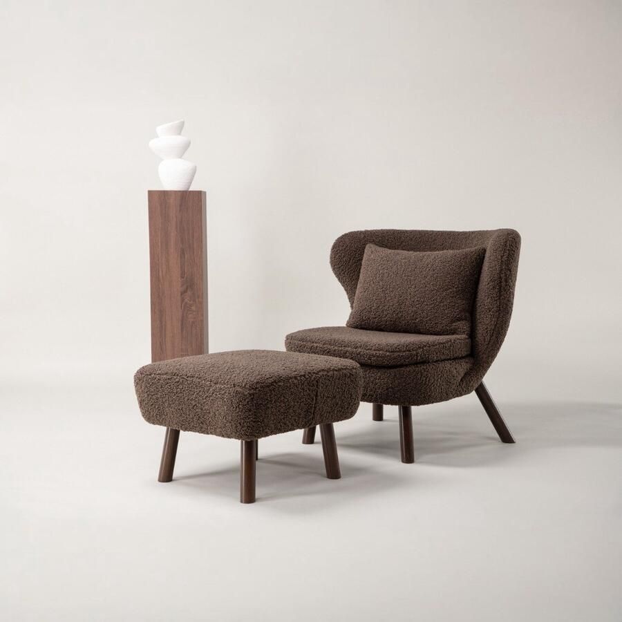 Nohr Fauteuil Demone Met voetenbank Teddy Bruin