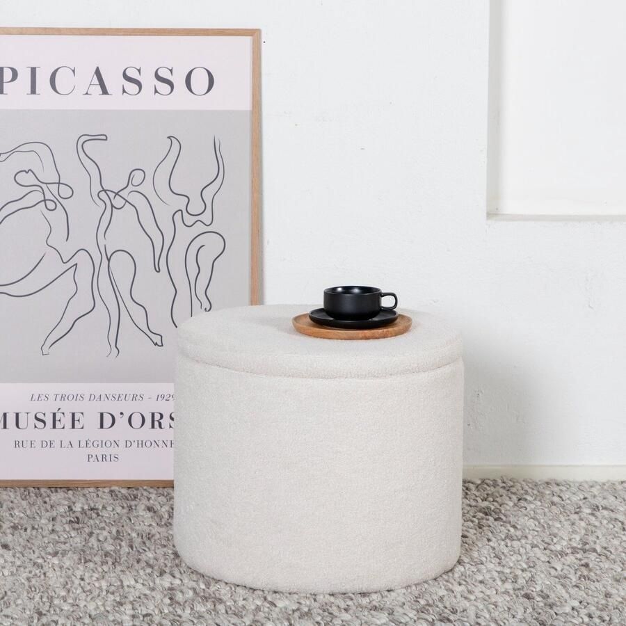 Fjord Fjôrd Poef Met Opbergruimte Dunken Wit Teddy