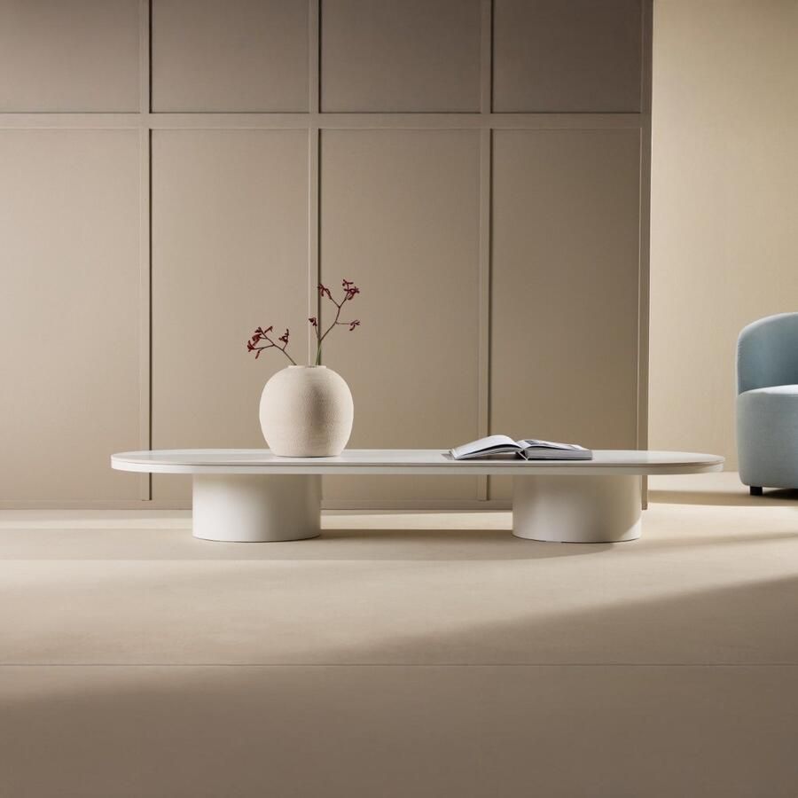 Nohr Ovale Salontafel Shundrika MDF Steenlook 190 x 60cm Beige Ovaal