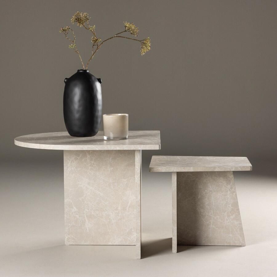 Fjord Fjôrd Salontafel Sala 60x60cm en 40x40cm Marmerlook