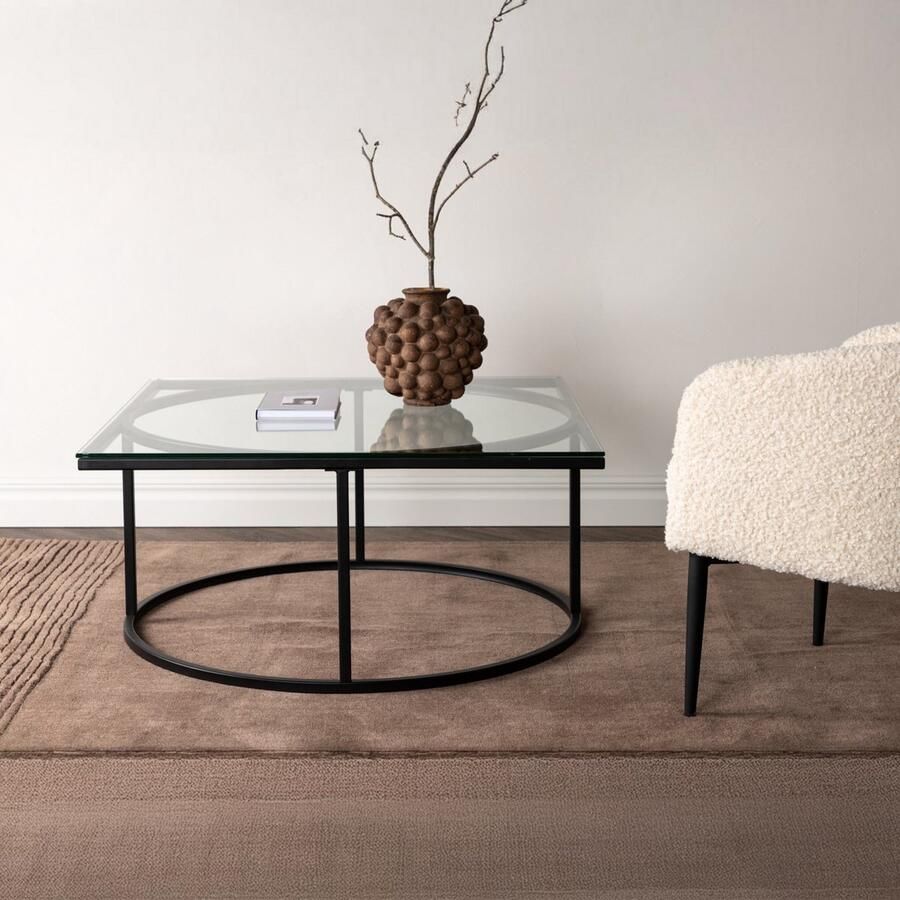Fjord Fjôrd Salontafel Skanör Zwart met Helder Glas