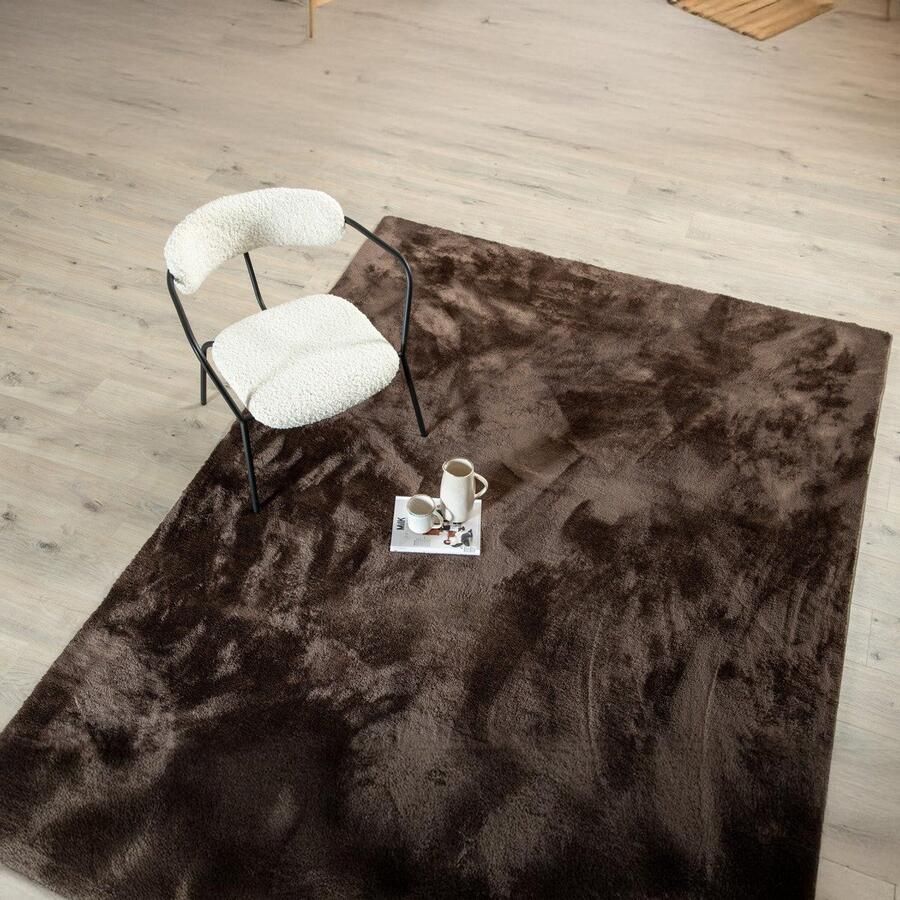 Hioshop Blanca vloerkleed 300x200 cm polyester bruin.