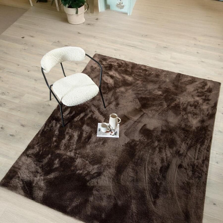 Hioshop Blanca vloerkleed 230x160 cm polyester bruin