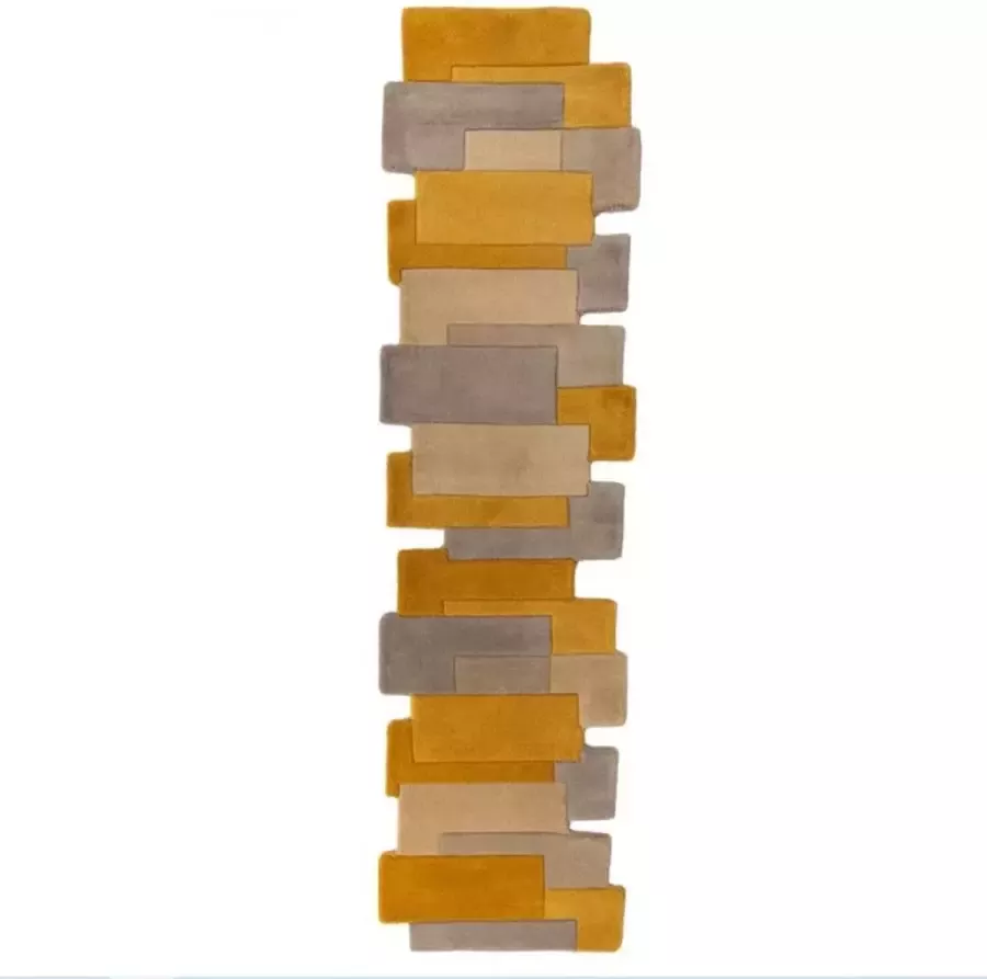 Flair Rugs Vloerkleed 'Abstract Collage' Oker grijs naturel 60x230 cm