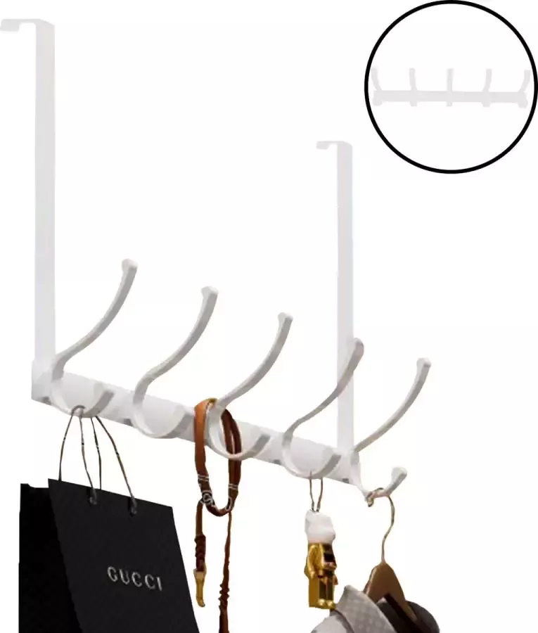 Fleau Home Deurkapstok 10 Ophanghaken Industrieel Modern Wandkapstok Kapstok Hangend Deur Organizer Wit