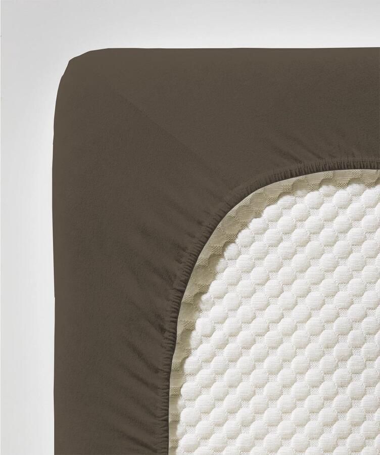 Fleuresse 180 x 200 x 220 cm XXL hoeslaken Jersey stretch hoeslaken gemaakt van katoen en elastaan Made in Germany wasbaar op 60 graden geschikt voor matrassen tot 40 cm hoog espresso - Foto 2