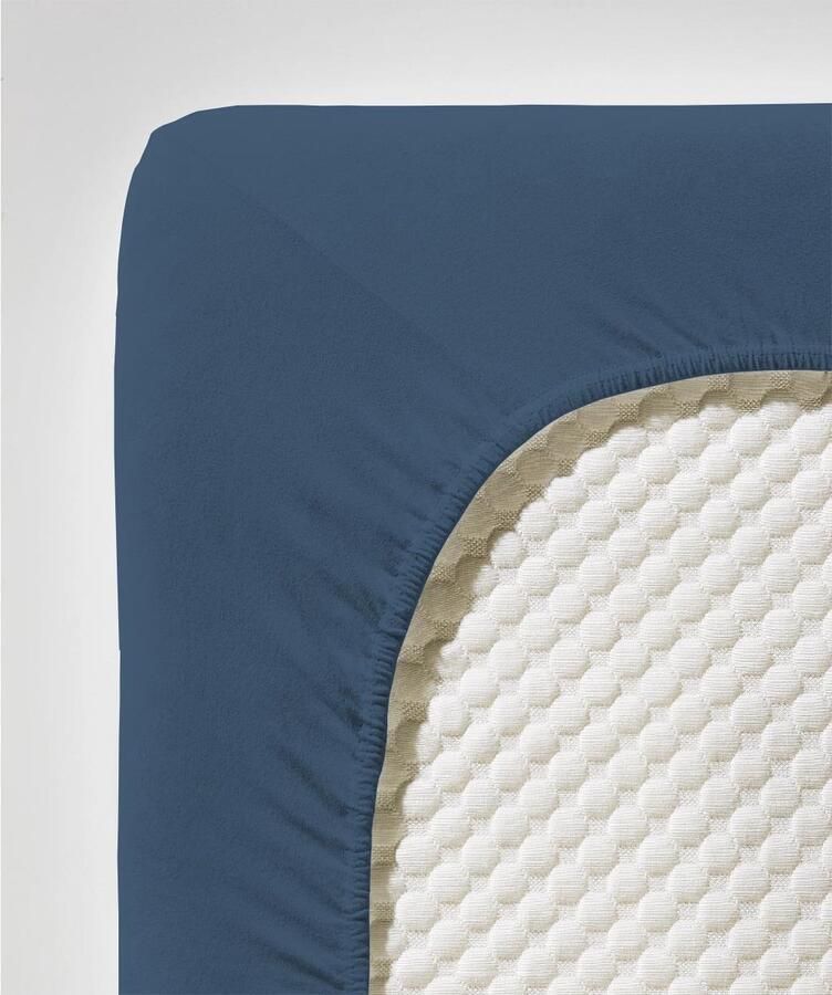 Fleuresse 140 x 190 160 x 220 cm XXL hoeslaken Jersey stretch hoeslaken gemaakt van katoen en elastaan Made in Germany wasbaar op 60 graden geschikt voor matrassen tot 40 cm hoog denim