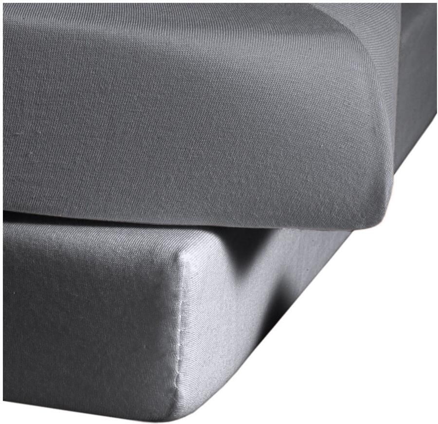 Fleuresse 140x200-150x200 cm jersey hoeslaken gemaakt van 100% katoen Made in Germany wasbaar op 60 graden geschikt voor matrassen tot 19 cm hoog steengrijs