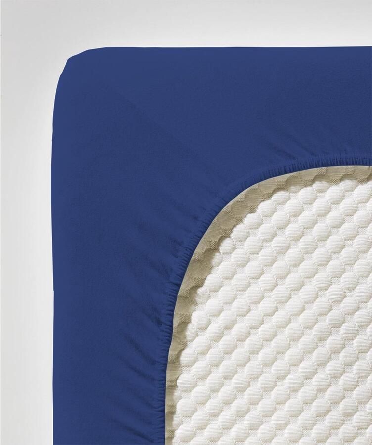 Fleuresse 180 x 200 x 220 cm XXL hoeslaken Jersey stretch hoeslaken gemaakt van katoen en elastaan Made in Germany wasbaar op 60 graden geschikt voor matrassen tot 40 cm hoog marineblauw - Foto 2