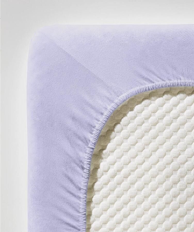 Fleuresse 140 x 200 160 x 220 cm hoeslaken Jersey stretch hoeslaken gemaakt van katoen en elastaan Made in Germany wasbaar op 60 graden geschikt voor matrassen tot 26 cm hoog lichtlavendel - Foto 3