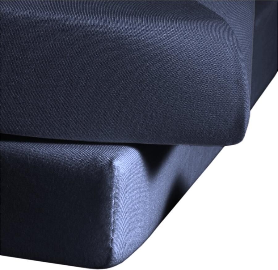 Fleuresse 140x200-150x200 cm jersey hoeslaken gemaakt van 100% katoen Made in Germany wasbaar op 60 graden geschikt voor matrassen tot 19 cm hoog marineblauw