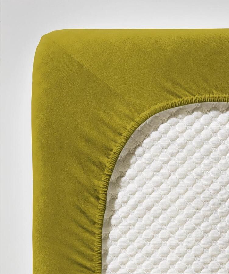 Fleuresse 140 x 200 160 x 220 cm hoeslaken Jersey stretch hoeslaken gemaakt van katoen en elastaan Made in Germany wasbaar op 60 graden geschikt voor matrassen tot 26 cm hoog olijfgroen - Foto 3
