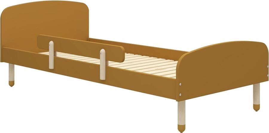 Flexa Bed Eenpersoonsbed met uitvalbeveiliging Geel 200x90 MDF en Stevige As