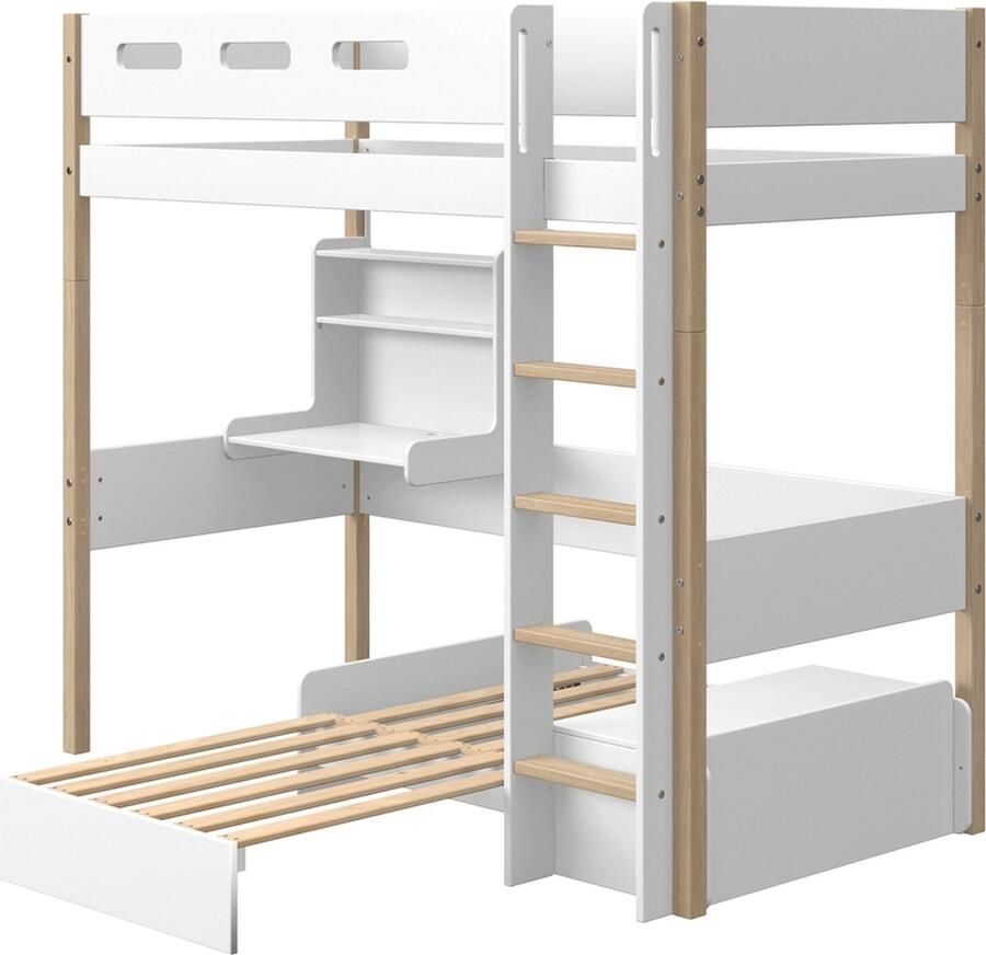 Flexa Bed NOR Casa hoogslaper Wit 200x90 MDF en Massief Grenen