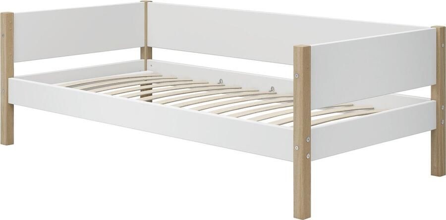 Flexa Bed NOR Eenpersoonsbed Wit 200x90 MDF en Massief eiken