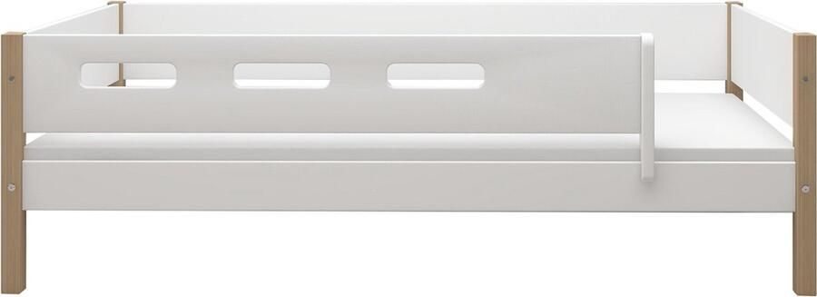 Flexa Bed NOR Eenpesoonsbed met Uitvalbeveiliging 200x90 Wit MDF en Massief eiken