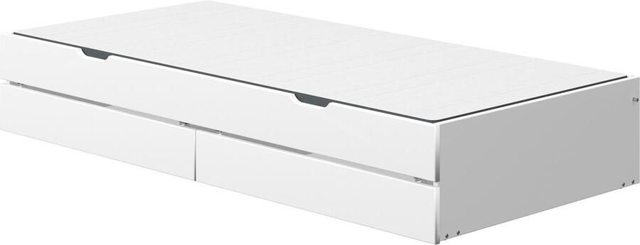 Flexa Bed NOR Onderschuifbed met 2 lades Wit 190x90 MDF en Massief Grenen