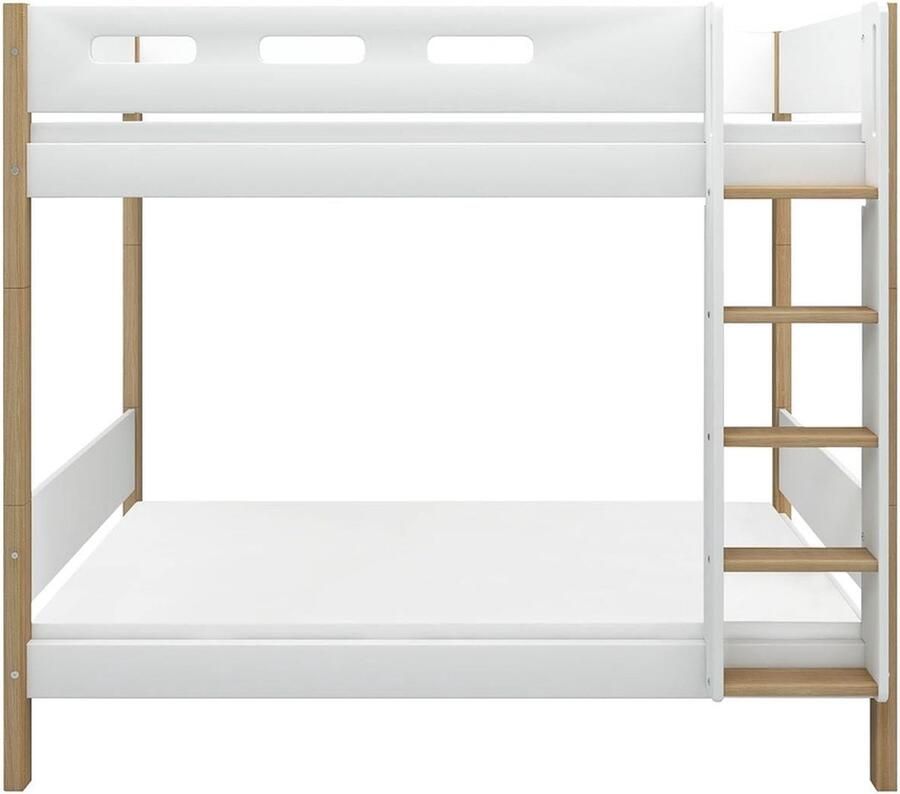 Flexa Bed NOR Stapelbed extra hoogte 200x90 Wit MDF en Massief eiken