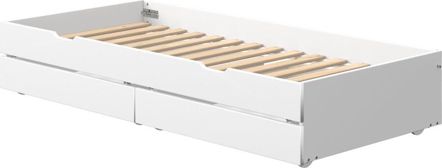 Flexa Bed Onderschuifbed met 2 lades 190x90 Wit MDF en Massief grenen