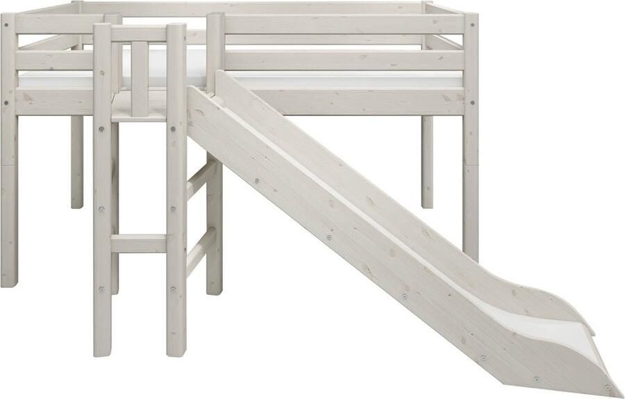Flexa Classic Halfhoogslaper Trap met Glijbaan Whitewash