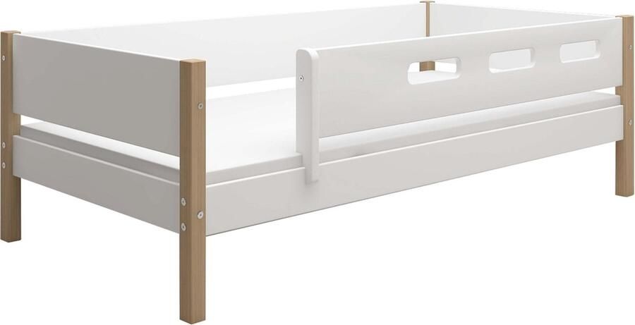 Flexa Bed NOR Eenpesoonsbed met Uitvalbeveiliging 200x90 Wit MDF en Massief eiken - Foto 2