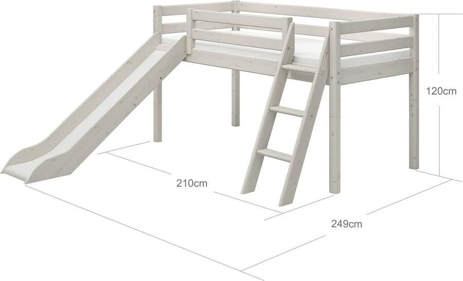Flexa Halfhoogslaper m. glijbaan en schuine ladder