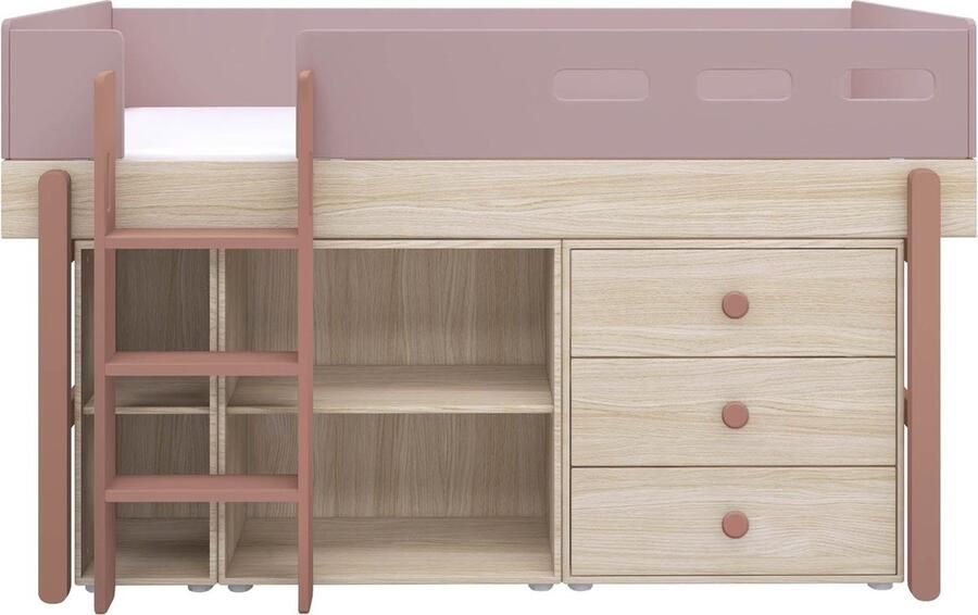 Flexa Halfhoogslaper m. rechte ladder en opbergruimte