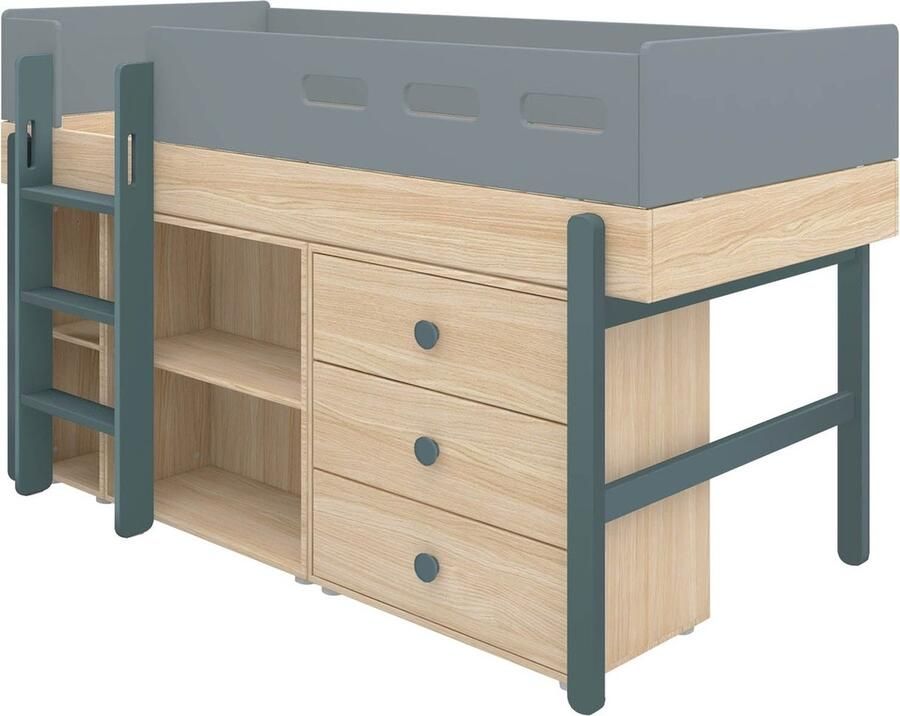 Flexa Halfhoogslaper m. rechte ladder en opbergruimte