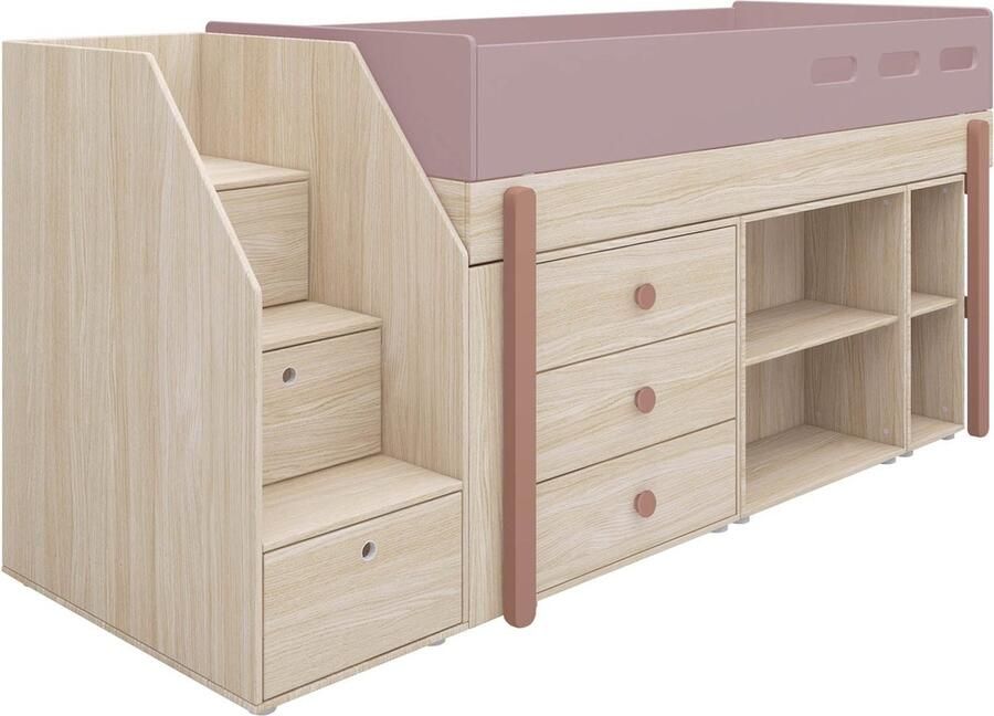 Flexa Halfhoogslaper m. trap en opbergruimte