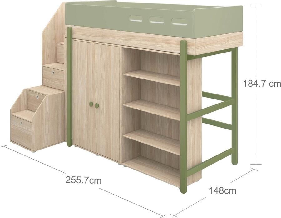 Flexa Hoogslaper m. trap en opbergruimte