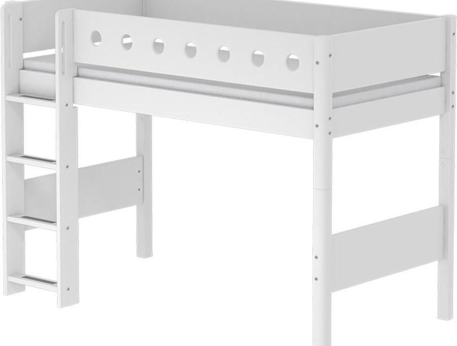 Flexa verhoogde halfhoogslaper met trap White 90 x 200 cm wit
