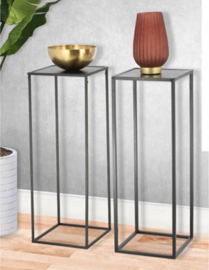 Flexible bv Bijzettafel Metaal- Set 2 stuks Zwart 38x38x41 cm 34x34x37 cm - Foto 2
