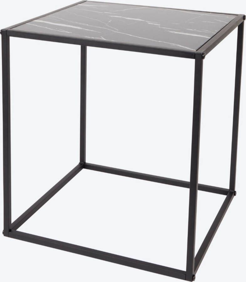 Flexible bv Bijzettafel Met marmerlook en metalen poten 37.5x37.5x41 cm side table