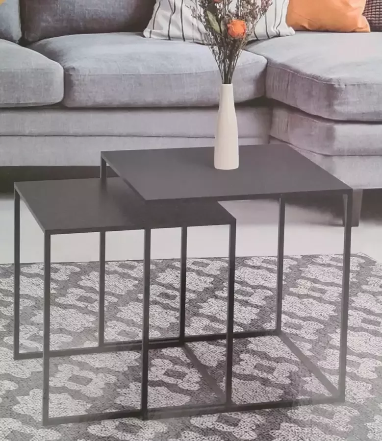 Flexible bv Bijzettafels set van 2 Black Luxe Home Bijzettafels -38 x 38 x 41 cm 34 x 34 x 37 cm