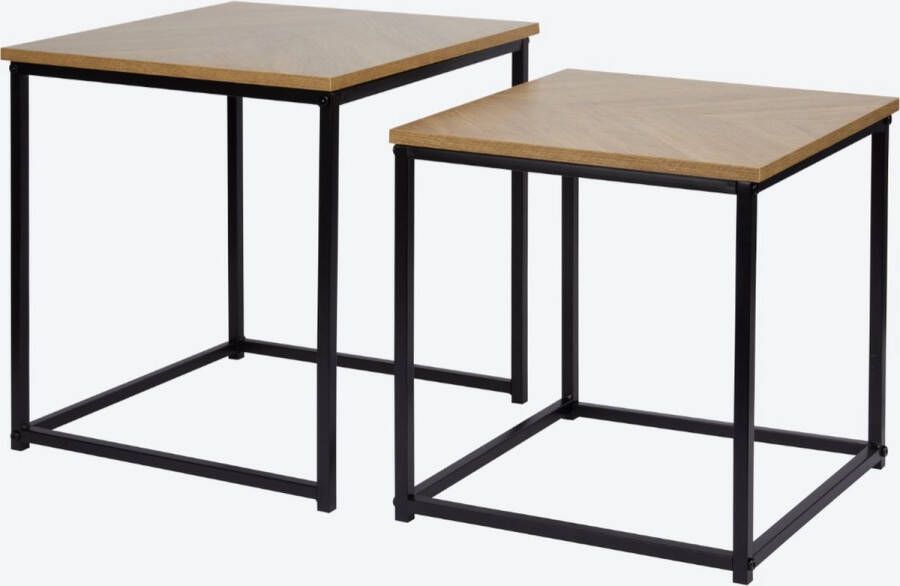 Flexible B.V. Bijzettafel set van 2 33.5 x 33.5 x 36 cm en 37.5x 37.5 x 40 cm- bruin