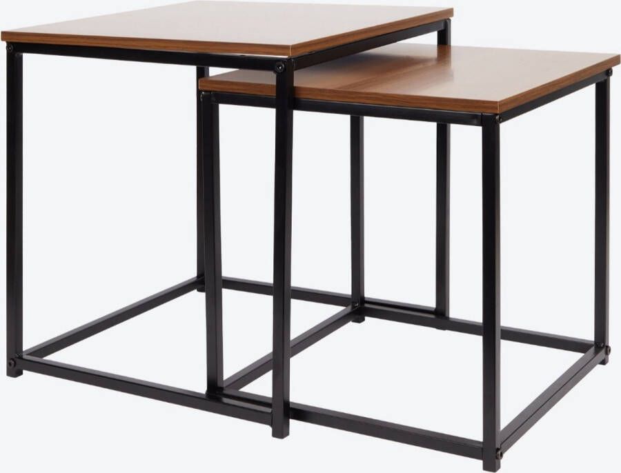 Flexible B.V. Bijzettafel set van 2 33.5 x 33.5 x 36 cm en 37.5x 37.5 x 40 cm- donker bruin