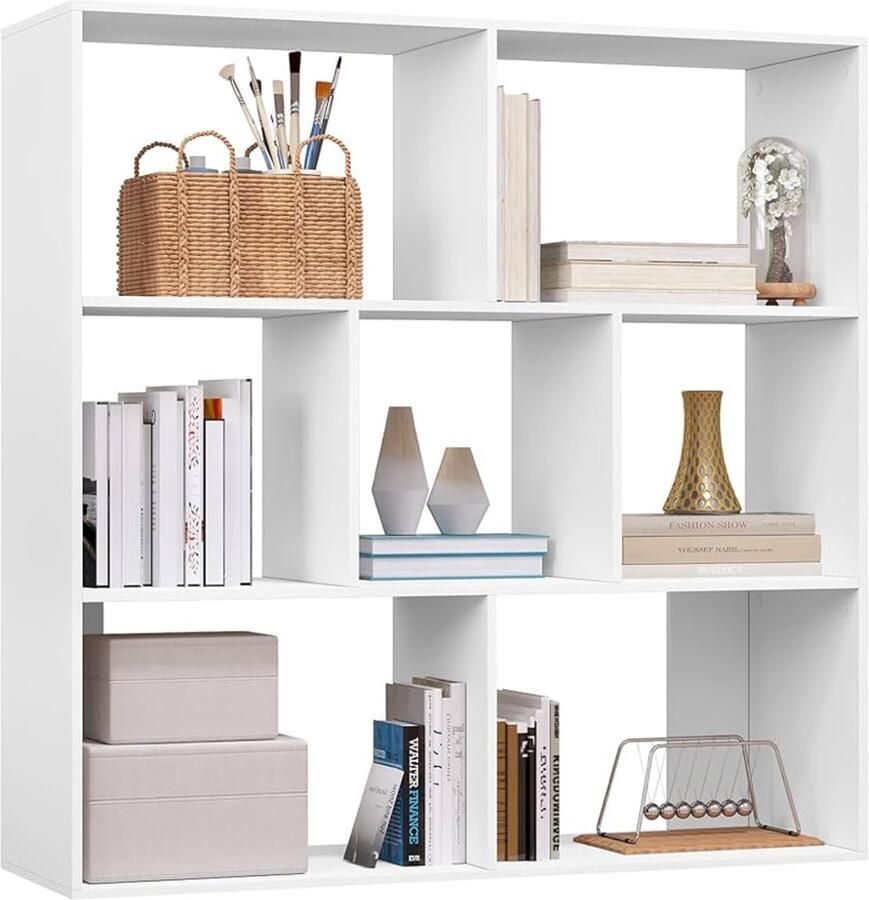 Fleximark Boekenkast wit kubusrek staand rek met 7 open vakken horizontaal verticaal of ondersteboven te gebruiken voor woonkamer slaapkamer kantoor