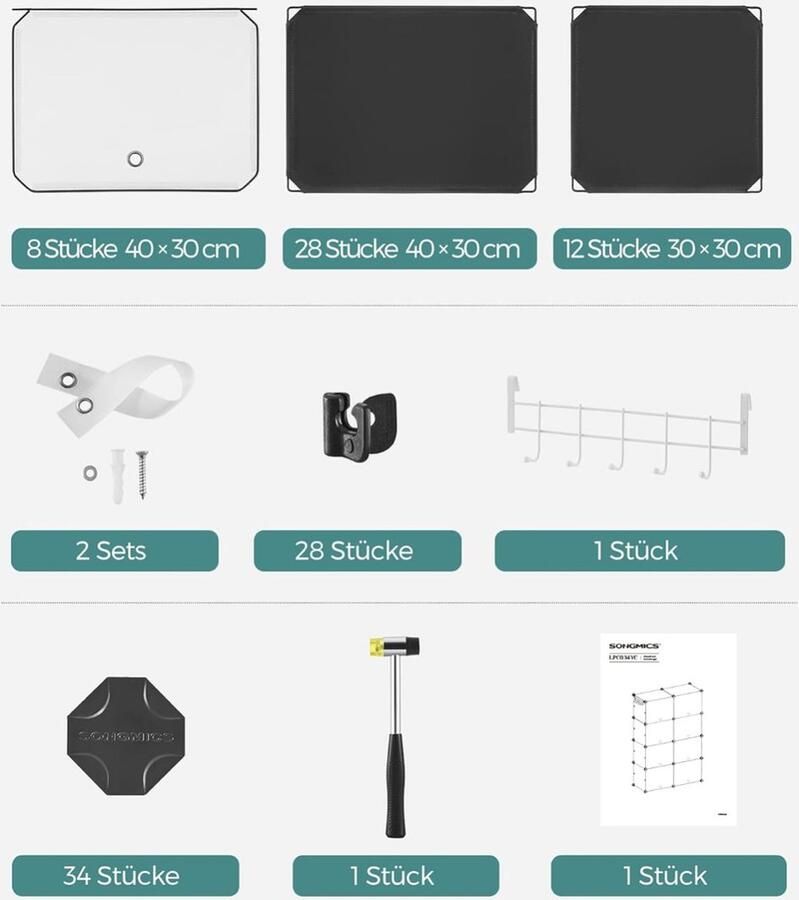 Fleximark Schoenenrek modulair rek met 8 vakken voor 32 paar schoenen met deuren stalen frame en kunststof planken voor slaapkamer zwart en transparant