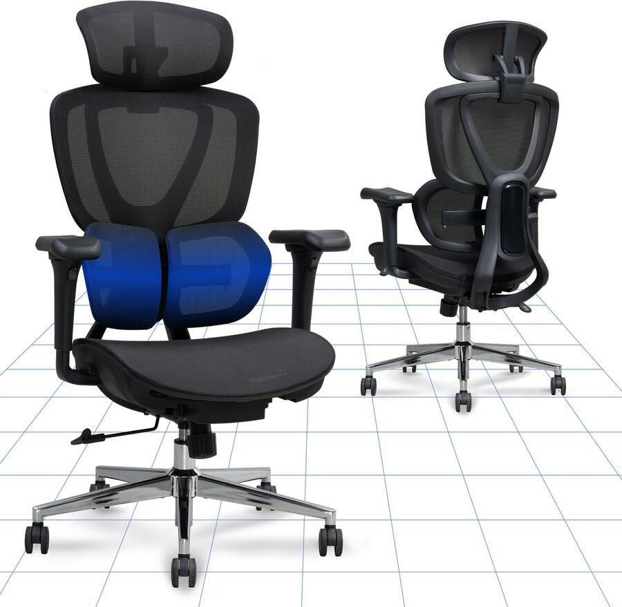 FLEXISPOT Ergonomische Bureaustoel met 3-Positie Verstelbare Rugleuning & Zitdiepte Grote 3D Hoofdsteun en Dual-Wing Rugsteun – Voor Kantoor & Thuis – Zwart