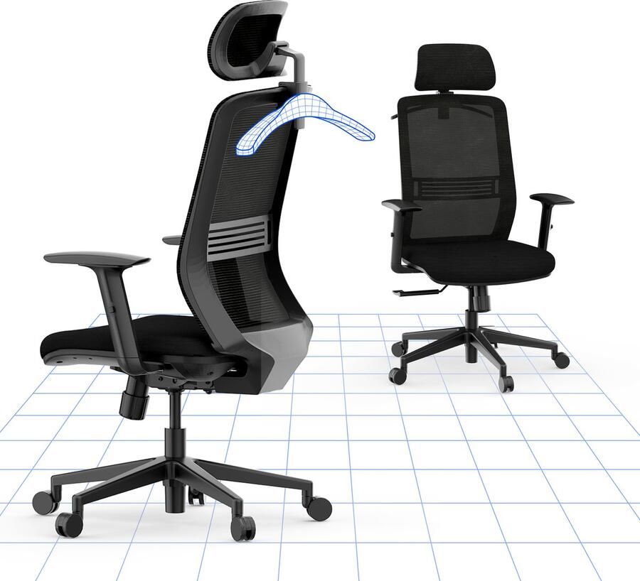 FLEXISPOT Ergonomische Bureaustoel met Verdeelbare Rugleuning Comfortabel Schuim Kussen en 3D Armleuningen – Voor Kantoor en Thuis – Grijs