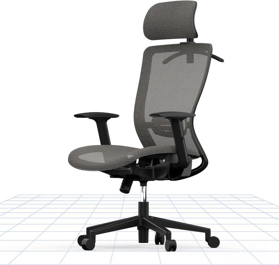 FLEXISPOT Ergonomische Bureaustoel met Verdeelbare Rugleuning Comfortabel Schuim Kussen en 3D Armleuningen – Voor Kantoor en Thuis – Grijs