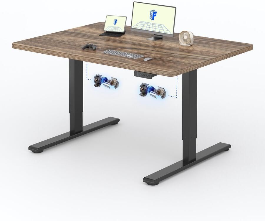 FLEXISPOT Zit-Sta Bureau Elektrisch Verstelbaar – 2 Motoren – 140×70 cm – Donkerbruin – 120kg Draagvermogen – Anticollision Terugstelveiligheid – 5 Jaar Garantie