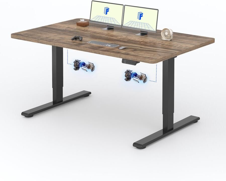FLEXISPOT Zit-Sta Bureau Elektrisch Verstelbaar – 2 Motoren – 160×70 cm – Donkerbruin – 120kg Draagvermogen – Anticollision Terugstelveiligheid – 5 Jaar Garantie