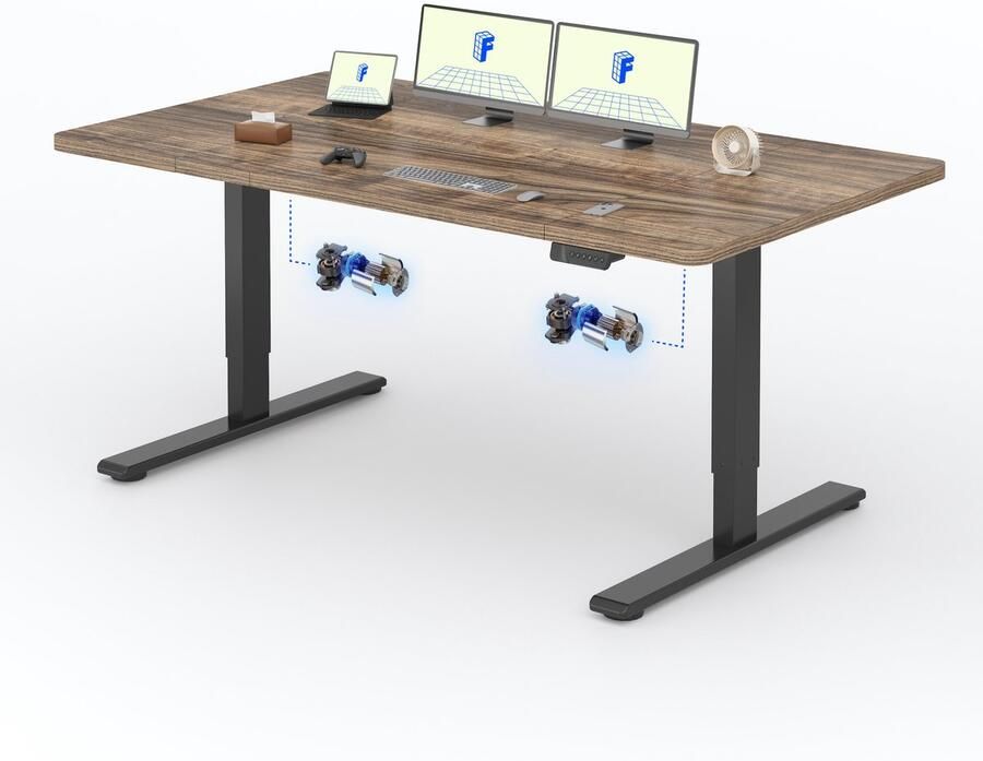 FLEXISPOT Zit-Sta Bureau Elektrisch Verstelbaar – 2 Motoren – 180×80 cm – Donkerbruin – 120kg Draagvermogen – Anticollision Terugstelveiligheid – 5 Jaar Garantie