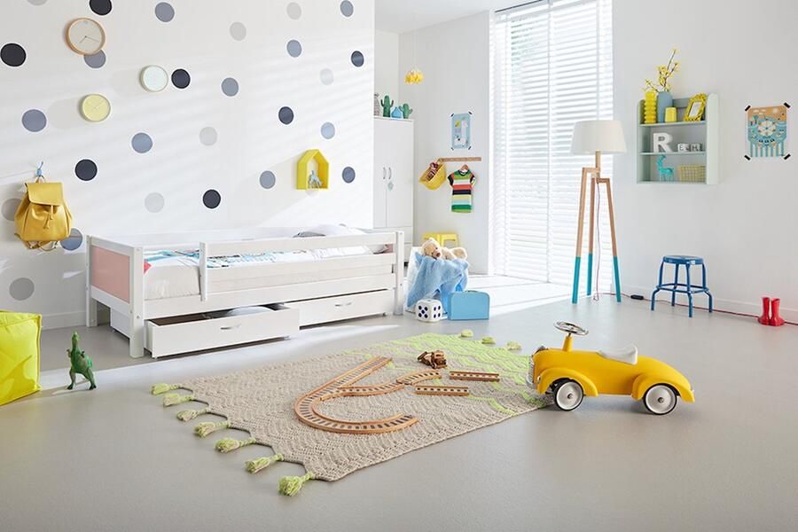 Flexworld Bedbank Jip met uitvalbeveiliging 90 x 200 cm wit licht roze