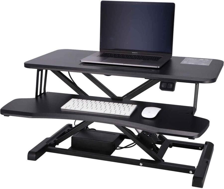 FlexyStands™ Sit-Stand Desk Elektrisch Laptoptafel Zit Sta Bureau Computertafel Zit Sta Verhoger Bureautafel Groot Scherm en Toetsenbord Blad Ruimte voor 2 Schermen Nieuw Model 2021