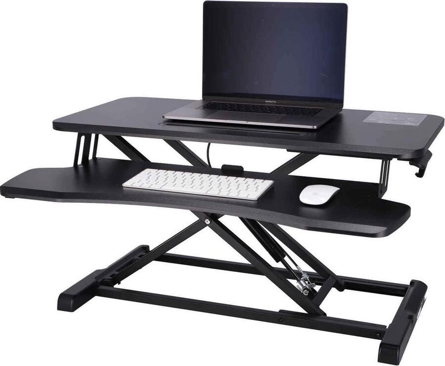 FlexyStands™ Sit-Stand Desk Gas-Spring Laptoptafel Zit Sta Bureau Computertafel Zit Sta Verhoger Bureautafel Groot Scherm en Toetsenbord Blad Ruimte voor 2 Schermen Nieuw Model 2021