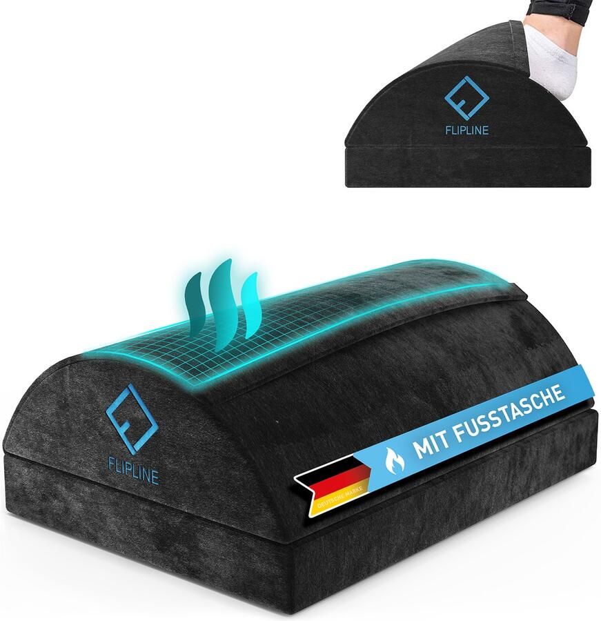 Flipline Voetensteun Bureau Verstelbare Voetbank [antislip] met Pluche Voetzak voor Bureau Kantoor & Homeoffice Accessoires Voetkussen Footrest Voetenkrukje